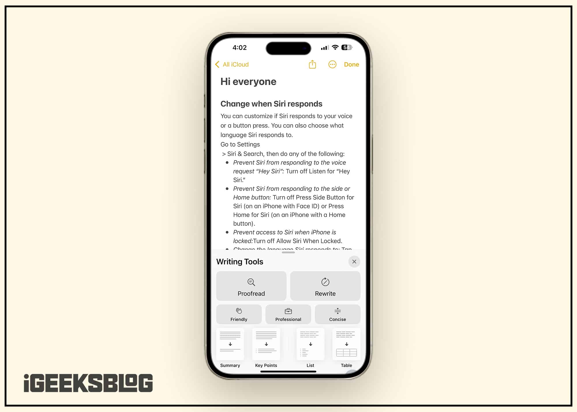 iOS 182 How to Use Writing Tools with Apple Intelligence on iPhone Apple Intelligence writing tools in iOS 181