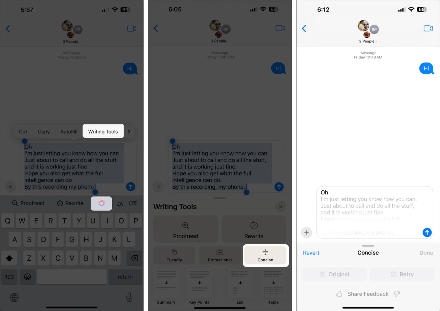 iOS 182 How to Use Writing Tools with Apple Intelligence on iPhone Concise content using Apple Intelligence on iPhone