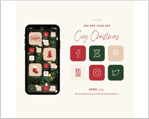 Best Christmas app icons for iPhone Cozy Christmas iPhone Icon Set