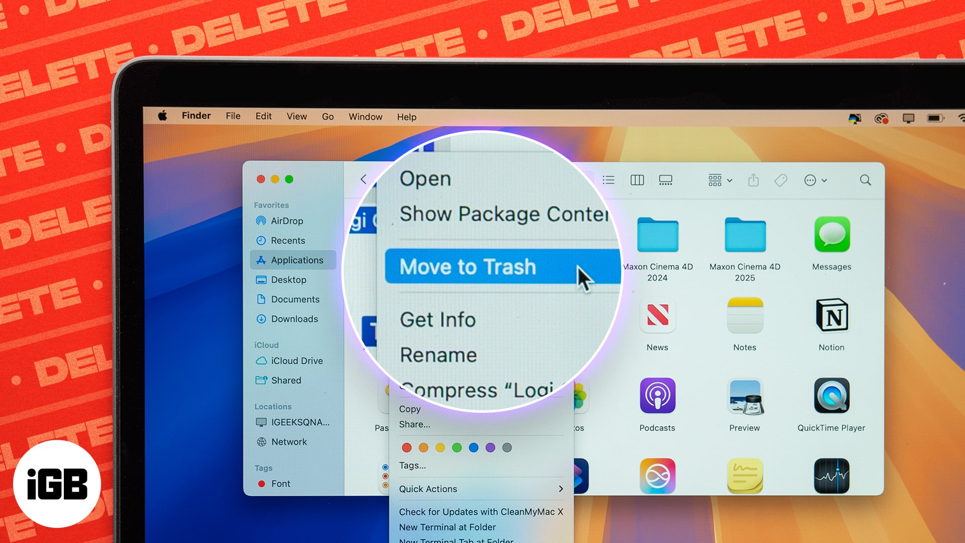 How to delete apps on Mac 2025 guide Move to Trash option to delete an app on a Mac