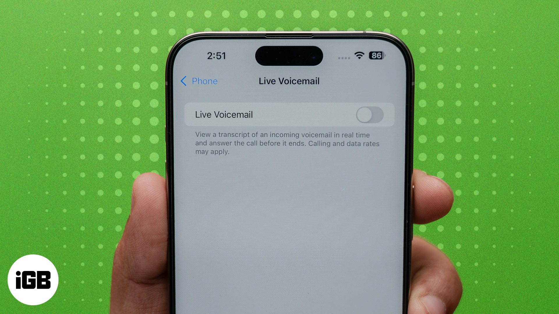 How to disable Voicemail on iPhone iOS 18 updated Live Voicemail option toggled off on an iPhone