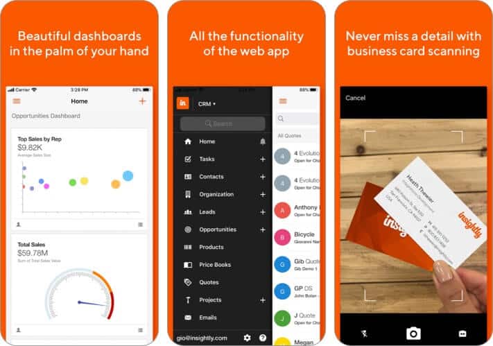 Best CRM Apps for iPhone and iPad in 2025 Insightly CRM iPhone and iPad App Screenshot