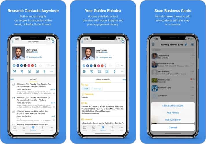 Best CRM Apps for iPhone and iPad in 2025 Nimble iPhone and iPad CRM App Screenshot