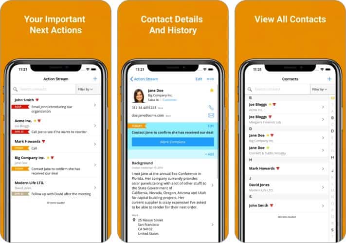 Best CRM Apps for iPhone and iPad in 2025 OnePageCRM iPhone and iPad App Screenshot