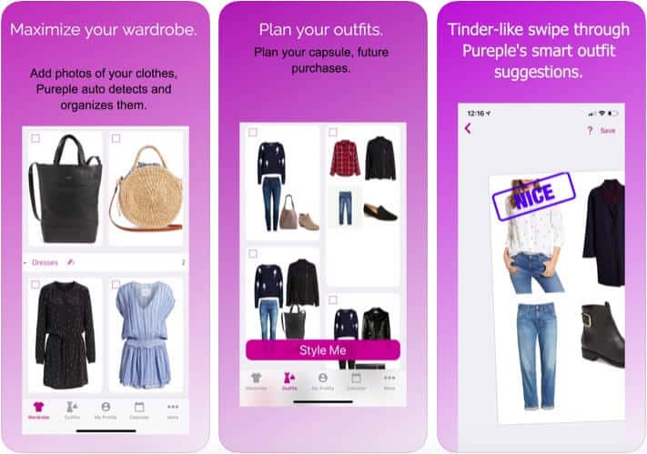 Best iPhone and iPad Apps to Organize Your Closet in 2025 Pureple Outfit Planner Digital Closet iOS App Screenshot