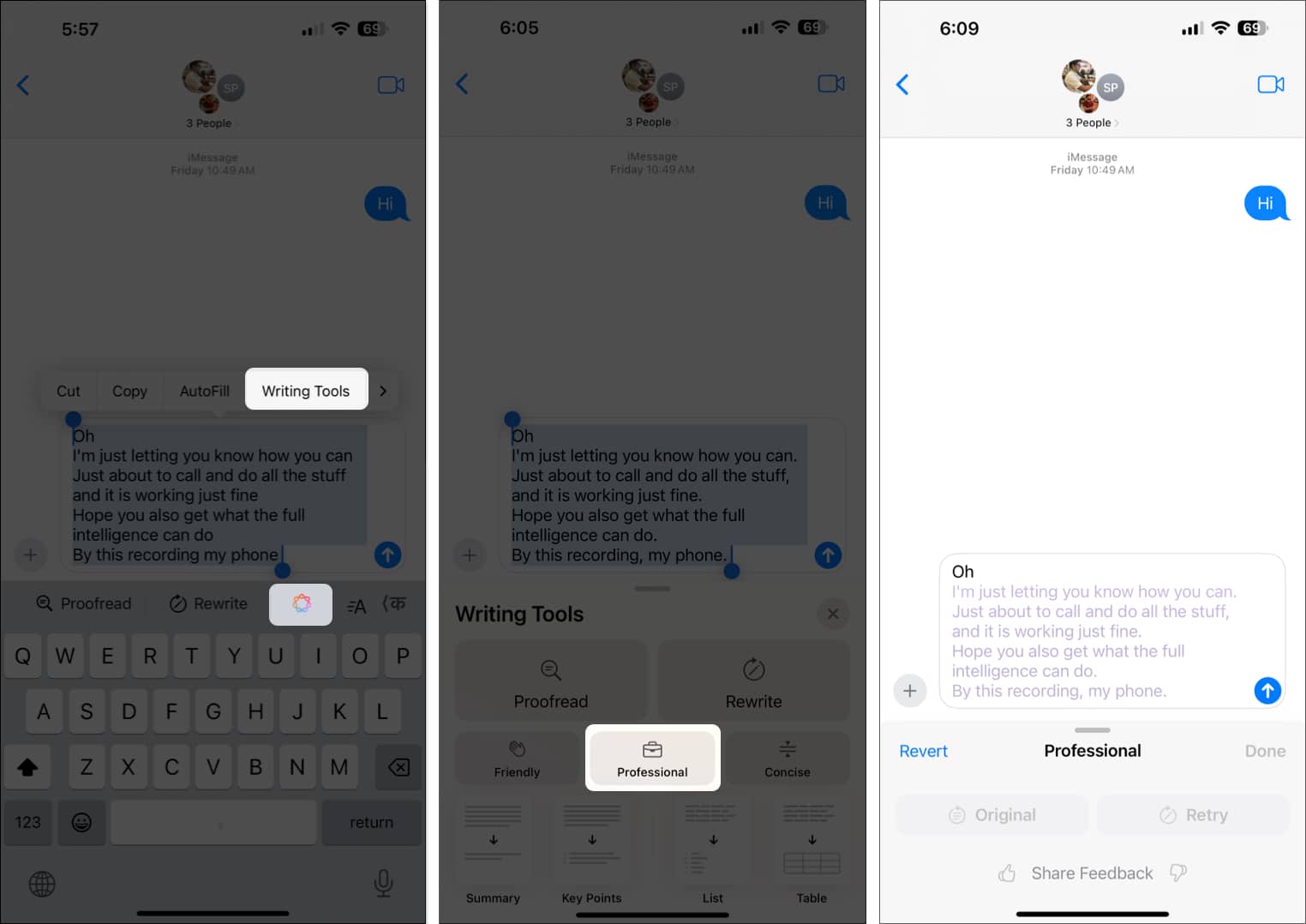 iOS 182 How to Use Writing Tools with Apple Intelligence on iPhone Rewrite content in Professional tone using Apple Intelligence on iPhone
