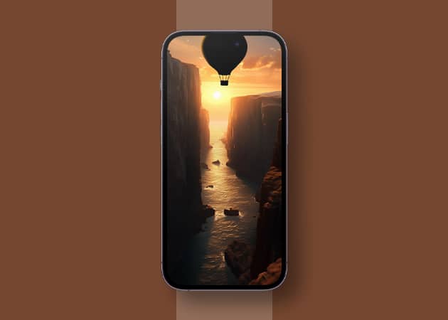 50 Stunning Dynamic Island wallpapers for iPhone 16 15 Pro Silhouette hot air balloon Dynamic Island wallpaper