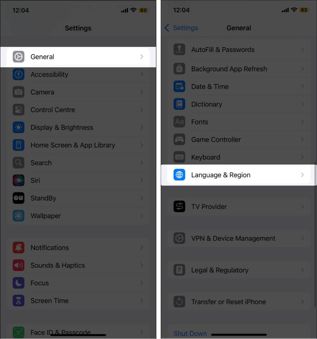How to fix iOS 182 Image Playground not working Tap Language and Region in General on iPhone