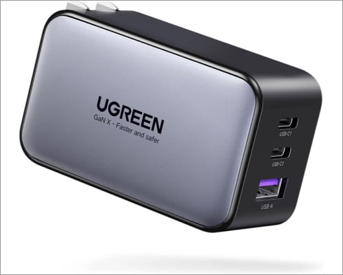 Best portable wall chargers for iPhone in 2025 Grey and black colored wall charger for iPhone by UGREEN